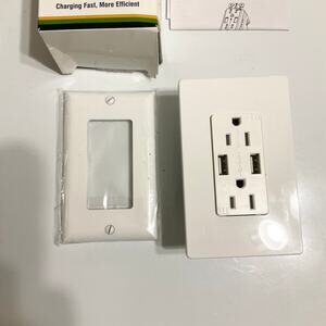 TOPGREENER USB Outlet, 3-Port Type C 3.6A 18W USB Wall Outlet Wall Plate, White